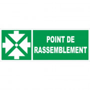 Panneau point de rassemblement – Signalétique évacuation – Plastique rigide 330x120 mm