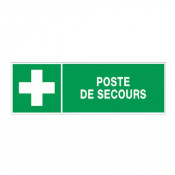 Panneau poste de secours – Signalétique de santé – Plastique rigide 450x150 mm