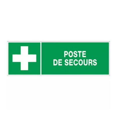 Panneau poste de secours – Signalétique de santé – Plastique rigide 450x150 mm
