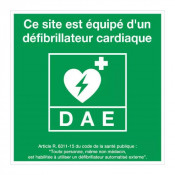 Panneau site équipé d’un défibrillateur – Signalétique de santé – Plastique rigide 200x200 mm