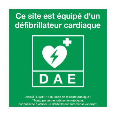 Panneau site équipé d’un défibrillateur – Signalétique de santé – Plastique rigide 200x200 mm