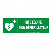 Panneau site équipé d’un défibrillateur – Signalétique de santé – Plastique rigide 450x150 mm