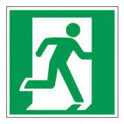 Panneau sortie de secours à droite – Signalétique d’évacuation – Plastique rigide 200x200 mm