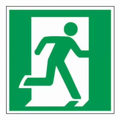 Panneau sortie de secours à droite – Signalétique d’évacuation – Plastique rigide 200x200 mm