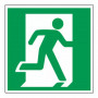 Panneau sortie de secours à droite – Signalétique d’évacuation – Plastique rigide 200x200 mm