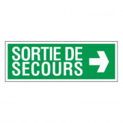 Panneau sortie de secours à droite – Signalétique d’évacuation – Plastique rigide 330x120 mm
