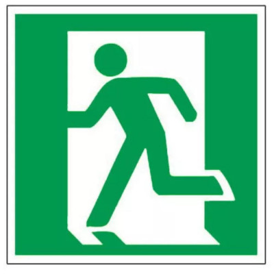Panneau sortie de secours à gauche – Signalétique d’évacuation – Plastique rigide 200x200 mm