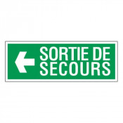 Panneau sortie de secours à gauche – Signalétique d’évacuation – Plastique rigide 330x120 mm