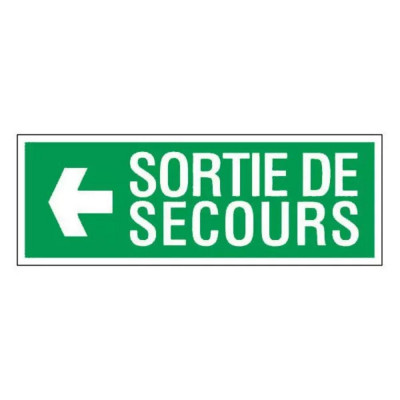 Panneau sortie de secours à gauche – Signalétique d’évacuation – Plastique rigide 330x120 mm