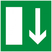 Panneau sortie de secours en bas – Signalétique d’évacuation – Plastique rigide 200x200 mm