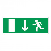 Panneau sortie de secours en bas – Signalétique d’évacuation – Plastique rigide 330x120 mm