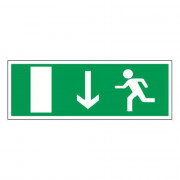 Panneau sortie de secours en bas – Signalétique d’évacuation – Plastique rigide 330x120 mm