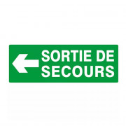 Panneau Sortie de secours flèche à gauche – Évacuation rapide – ISO 7010