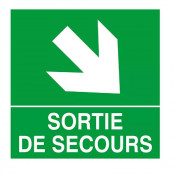 Panneau “Sortie de secours” flèche bas droite – Signalétique sécurité – Conforme ISO 7010