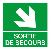 Panneau “Sortie de secours” flèche bas droite – Signalétique sécurité – Conforme ISO 7010