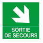 Panneau “Sortie de secours” flèche bas droite – Signalétique sécurité – Conforme ISO 7010