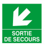 Panneau “Sortie de secours” flèche bas gauche – Signalétique sécurité – Conforme ISO 7010