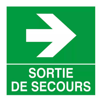 Panneau “Sortie de secours” flèche droite – Signalétique sécurité – Conforme ISO 7010