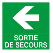 Panneau “Sortie de secours” flèche gauche – Signalétique sécurité – Conforme ISO 7010