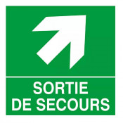 Panneau “Sortie de secours” flèche haut droite – Signalétique sécurité – Conforme ISO 7010