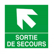 Panneau “Sortie de secours” flèche haut gauche – Signalétique sécurité – Conforme ISO 7010