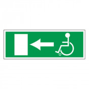 Panneau sortie de secours handicapés à gauche – Signalétique accessibilité – Plastique rigide 330x12