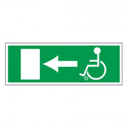 Panneau sortie de secours handicapés à gauche – Signalétique accessibilité – Plastique rigide 330x12