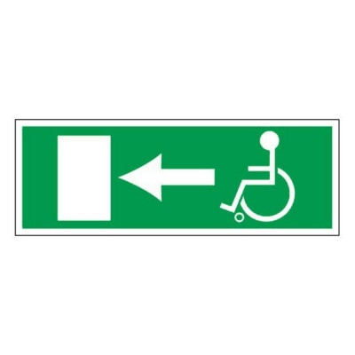 Panneau sortie de secours handicapés à gauche – Signalétique accessibilité – Plastique rigide 330x12
