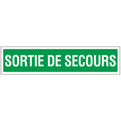 Panneau sortie de secours – Signalétique d’évacuation – Format 330x75 mm plastique rigide ou vinyle