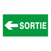 Panneau Sortie flèche à gauche – Évacuation rapide – ISO 7010 & photoluminescent