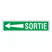 Panneau sortie flèche à gauche – Signalétique évacuation – Plastique rigide 330x75 mm