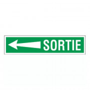 Panneau sortie flèche à gauche – Signalétique évacuation – Plastique rigide 330x75 mm