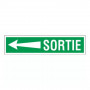 Panneau sortie flèche à gauche – Signalétique évacuation – Plastique rigide 330x75 mm