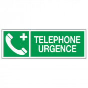 Panneau téléphone urgence – Signalétique de sécurité – Plastique rigide 330x120 mm