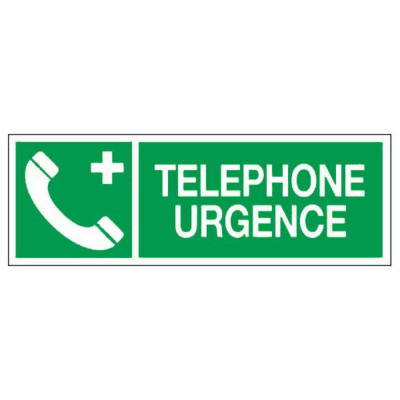 Panneau téléphone urgence – Signalétique de sécurité – Plastique rigide 330x120 mm