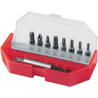 Jeu 9 embouts de vissage Phillips-Pozi-Plat + porte-embouts Jeu 9 embouts de vissage Phillips-Pozi-Plat + porte-embouts