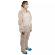 Combinaison Hygiène PP avec cagoule - Élastiquée - Blanc ou