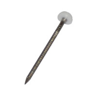 Pointe tête plastique blanche annelée inox 18/12 – 65 mm – Dimos Pointe tête plastique blanche annelée inox 18/12 – 65 mm – Dimos